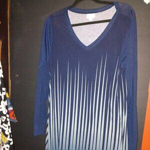 NWOT Lularoe blue and white pinstripe casual dress high low size large